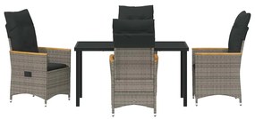 vidaXL Σέτ φαγητού για κήπο με μαξιλάρι 5 pcs Γκρι συνθετικό ρατάν