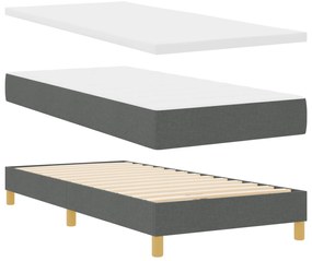 vidaXL Κρεβάτι με Στρώμα Σκούρο Γκρι 90x200 εκ. Υφασμάτινο