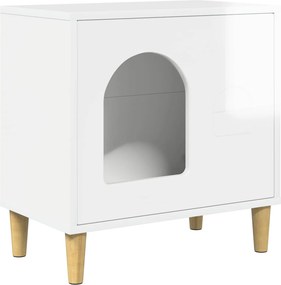 vidaXL Σπίτι Γάτας Λαμπερό Λευκό 51 x 30 x 52 εκ. Επεξεργασμένο Ξύλο