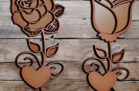 Σετ των 3 Intra απο ξύλο plywood 3mm-4mm πάχος 2 Layer Love Rose 3D Cut Design Δίασταση 8x8 cm INTRAFABR-59517817