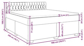 Κρεβάτι Boxspring με Στρώμα Κρεμ 180x200 εκ. Υφασμάτινο - Κρεμ