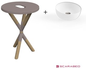 Scarabeo Cross 2501F0-9852 Sand (Μπεζ Ματ) Πάγκος Με Νιπτήρα Glam Λευκό Ø33εκ.