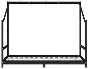 Πλαίσιο Παιδικού Κρεβατιού Μαύρο 2x(90x190)εκ Μασίφ Ξύλο Πεύκου - Μαύρο