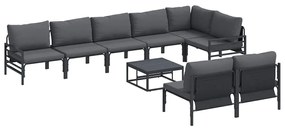 vidaXL Σετ Καναπέ Κήπου 9 pcs Ανθρακί Ατσάλι