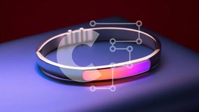 Intra Συλλεκτικό Ξύλινο Παζλ Plywood  4mm - Βραχιόλι με πορτοκαλί και κόκκινο φως σε μπλε φόντο Σε Ξύλινο Κουτί - Διαστάσεις Puzzle: 10x10 cm – 25 κομμάτια