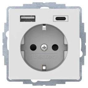 Πρίζα Σούκο με 2xUSB A+C Λευκό Berker 48046089 Hager-48046089-Λευκό 48046089