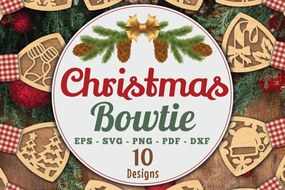 Σετ των 2 Intra απο ξύλο plywood 3mm-4mm πάχος Χριστουγεννιάτικο παπιγιόν Δίασταση 15x15 cm INTRAFABR-112075672