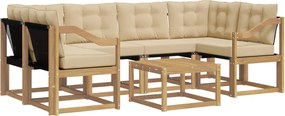 vidaXL Σειρά Καναπέ Εξωτερικού με μαξιλάρι 7 pcs Λευκό και Μπεζ
