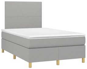 vidaXL Κρεβάτι Boxspring με Στρώμα Ανοιχτό Γκρι 120x190 εκ. Υφασμάτινο