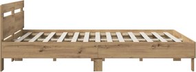 vidaXL Σκελετός Κρεβατιού Artisan Δρυς 140 x 190 cm Επεξεργασμένο Ξύλο