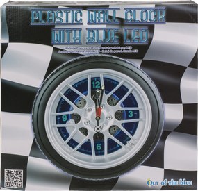 Ρολόι Τοίχου Ρόδα Αυτοκινήτου Με 16 LED Πλαστικό Φ35cm