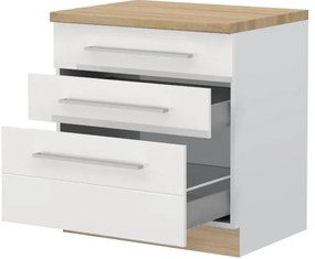 Επιδαπέδιο ντουλάπι Hudson R-80-3MBOX-Λευκό - Λευκό γυαλιστερό - 80.00Χ60.00Χ88.00cm