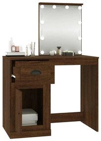 vidaXL Μπουντουάρ με LED Καφέ Δρυς 90x50x132,5 εκ. Επεξ. Ξύλο