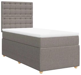 vidaXL Κρεβάτι Boxspring με Στρώμα Taupe 100 x 200 εκ. Υφασμάτινο