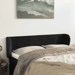 Κεφαλάρι με Πτερύγια Μαύρο 147x23x78/88 εκ. Βελούδινο 3116914