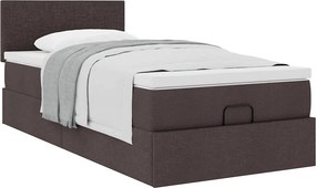 vidaXL Οθωμανικό κρεβάτι με στρώμα σκούρο καφέ 90x200cm ύφασμα