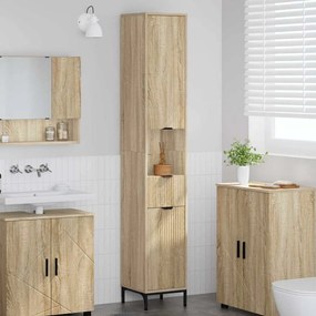 vidaXL Ψηλό ντουλάπι μπάνιου με πόρτα Sonoma Δρυς 31.5 x 33 x 190 εκ.