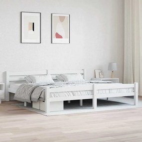 vidaXL Πλαίσιο Κρεβατιο Λευκό 200 x 200 εκ. από Μασίφ Ξύλο Πεύκου