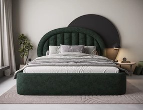Επενδυμένο κρεβάτι Circle-140 x 200-Πράσινο Σκούρο