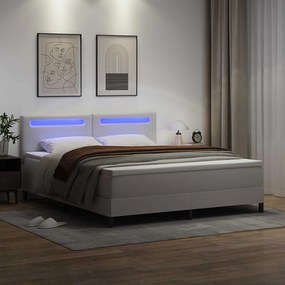 vidaXL Κρεβάτι με ελατήρια με στρώμα Λευκό 180 x 200 cm Τεχνητό δέρμα