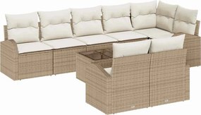 vidaXL Σετ Καναπέ Κήπου 9 pcs Μπεζ και Λευκό συνθετικό ρατάν