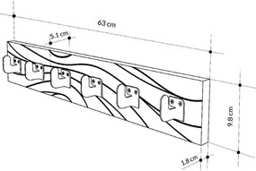 Κρεμάστρα τοίχου Flow Megapap χρώμα λευκό 63x1,8x9,8εκ.