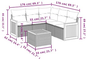 vidaXL Σετ Καναπέ Κήπου 6 τεμ. Μπεζ Συνθετικό Ρατάν με Μαξιλάρια