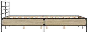 vidaXL Πλαίσιο Κρεβατιού Sonoma Δρυς 120x200 εκ. Επεξ. Ξύλο &amp; Μέταλλο