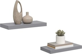 vidaXL Ράφια Τοίχου 2 τεμ. Γκρι 50x23,5x3,8 εκ. MDF