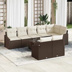 vidaXL Set 9 κομμάτια εξωτερικής τραπεζαρίας  με καφέ μαξιλάρια