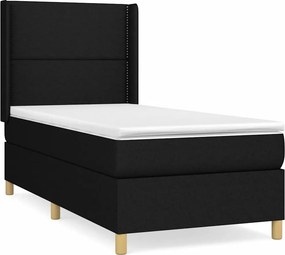 vidaXL Κρεβάτι Boxspring με Στρώμα Μαύρο 90x200 εκ. Υφασμάτινο