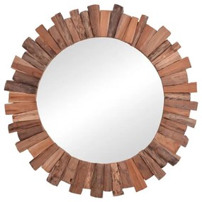 Καθρέπτης Rounder teak ξύλο σε φυσική απόχρωση Φ80x4εκ 80x80x4 εκ.