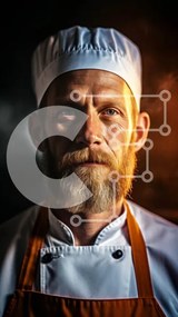 Intra Συλλεκτικό Ξύλινο Παζλ Plywood  4mm - Μεσήλικας σεφ με σοβαρή έκφραση σε ποδιά και καπέλο Σε Ξύλινο Κουτί - Διαστάσεις Puzzle: 10x10 cm – 25 κομμάτια