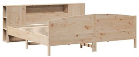 vidaXL Κρεβάτι Βιβλιοθήκη Χωρίς Στρώμα 200x200 εκ Μασίφ Ξύλο Πεύκου