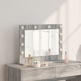 vidaXL Καθρέφτης Vanity Γκρι Sonoma MDF, Γυαλί 60 x 45 x 18 εκ.