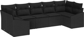 vidaXL Σετ Καναπέ με μαξιλάρι 7 pcs Μαύρο συνθετικό ρατάν