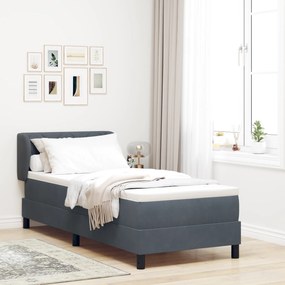 vidaXL Κρεβάτι Box Spring με Στρώμα Σκούρο Γκρι 80x200 εκ. Βελούδο