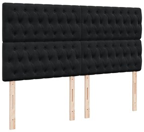 vidaXL Κρεβάτι Boxspring με Στρώμα Μαύρο 180x200 εκ. Βελούδινο