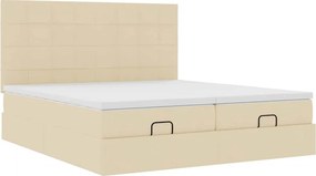 VidaXL Οθωμανικό Κρεβάτι με Στρώματα Κρέμα 160x200cm Ύφασμα