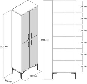 Παπουτσοθήκη Καρυδιά / Λευκό BERLIN 60x35x200