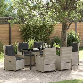vidaXL Σέτ φαγητού για κήπο 7 pcs Ανοιχτό γκρι συνθετικό ρατάν