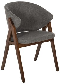 Καρέκλα HANA Rubberwood Καρυδί και Γκρί ύφασμα 55x60x84Yεκ. 2αδα 55x60x84 εκ.