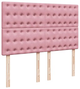 vidaXL Κρεβάτι Boxspring με Στρώμα Ροζ 140x200 εκ. Βελούδινο