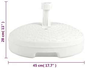 vidaXL Βάση Ομπρέλας Λευκή 20 Λίτρα Πλαστικό Ρατάν για Άμμο / Νερό