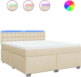 vidaXL Κρεβάτι Boxspring με Στρώμα Κρεμ 180x200 εκ. Υφασμάτινο