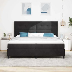 vidaXL Κρεβάτι με ελατήρια με κεφαλάρι Μαύρο 200 x 200 cm Βελούδο