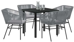 vidaXL Σέτ φαγητού για κήπο 5 pcs Γκρι Πολυ ράταν