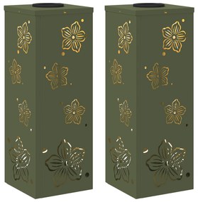 vidaXL Ηλιακό LED Φως Δρόμου με φώτα με μπαταρία 2 pcs Ελιά Πράσινη