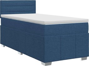 vidaXL Κρεβάτι box spring με στρώμα Μπλε 90 x 200 cm Ύφασμα