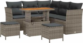 vidaXL Σετ Καναπέ Κήπου 8 pcs Γκρι συνθετικό ρατάν